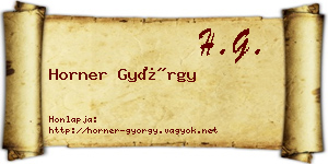 Horner György névjegykártya